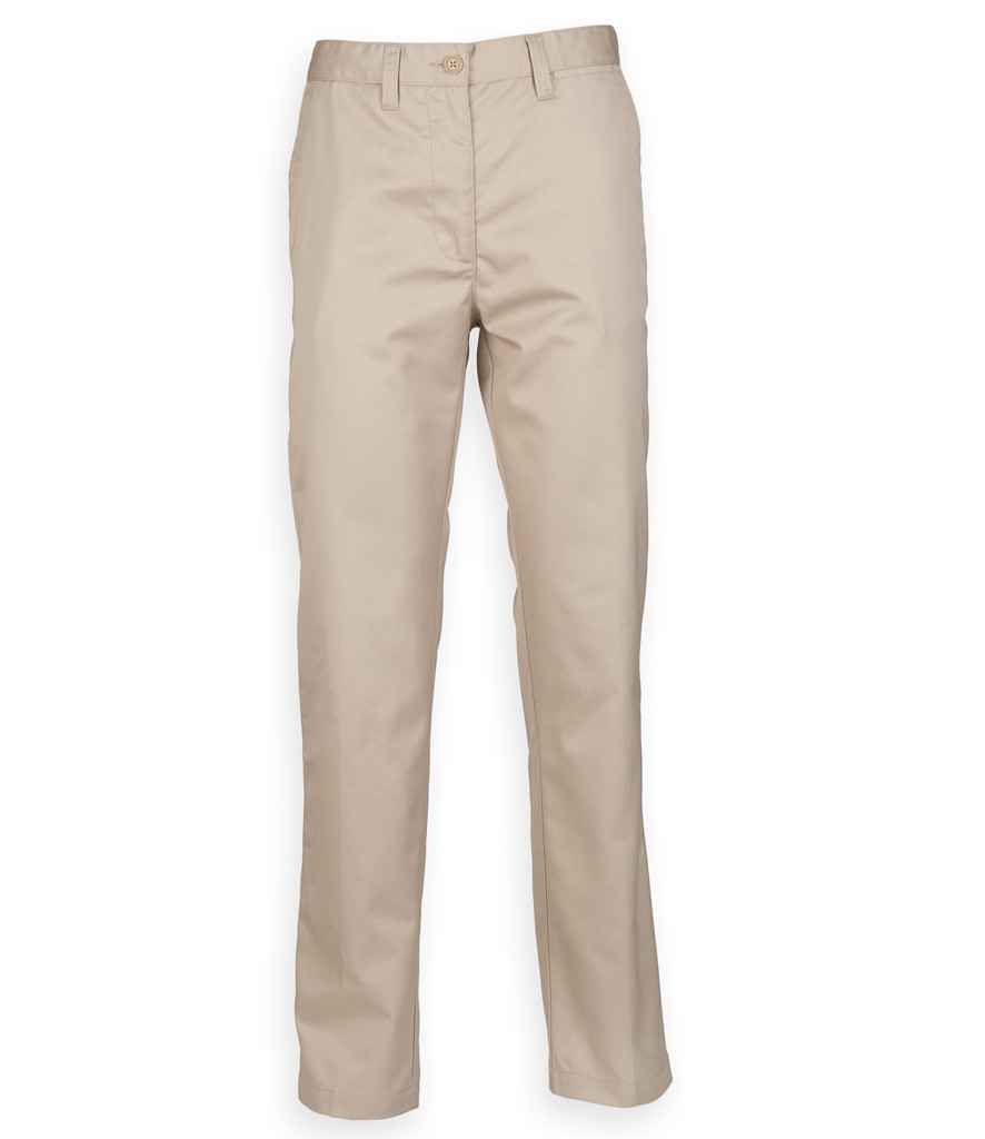 Henbury Ladies 65/35 Flat Fronted Chino Trousers