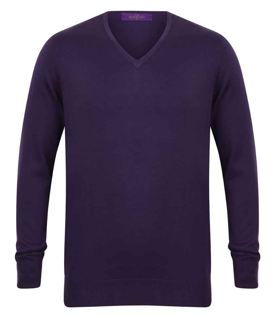 Henbury Lightweight Cotton Acrylic V Neck Sweater