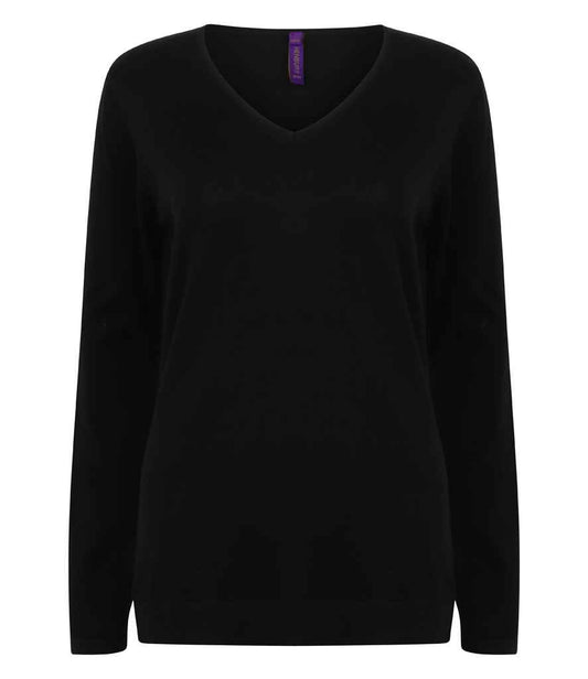 Henbury Ladies Lightweight Cotton Acrylic V Neck Sweater