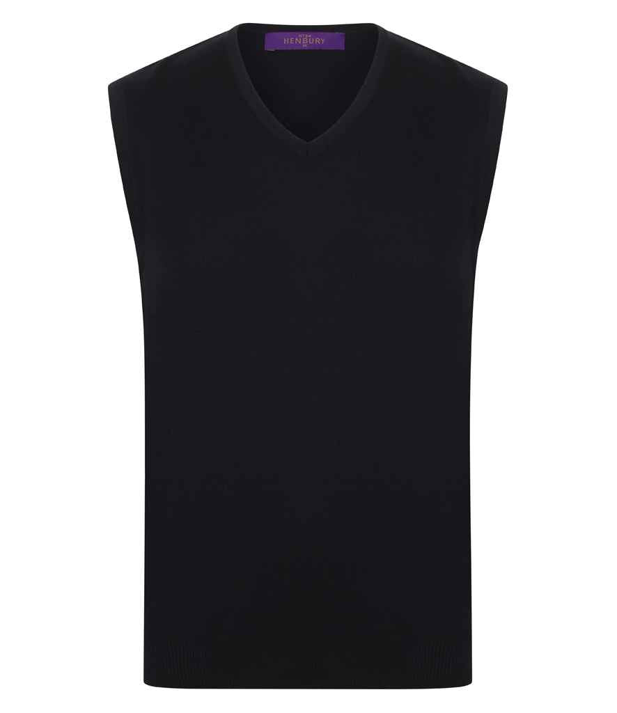 Henbury Lightweight Sleeveless Cotton Acrylic V Neck Sweater