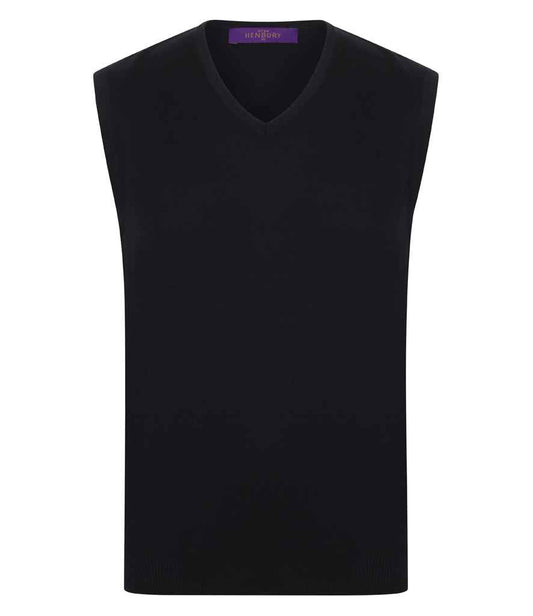 Henbury Lightweight Sleeveless Cotton Acrylic V Neck Sweater