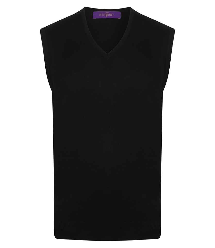 Henbury Lightweight Sleeveless Cotton Acrylic V Neck Sweater