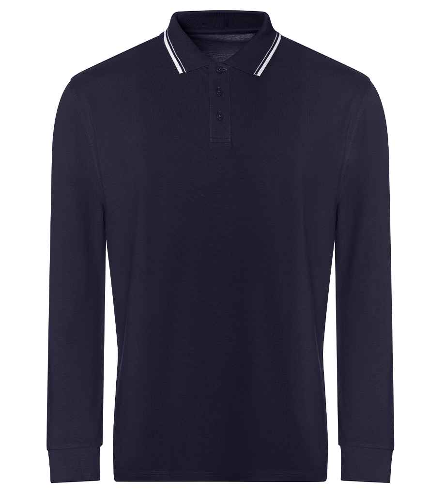 AWDis Long Sleeve Tipped 100 Polo Shirt