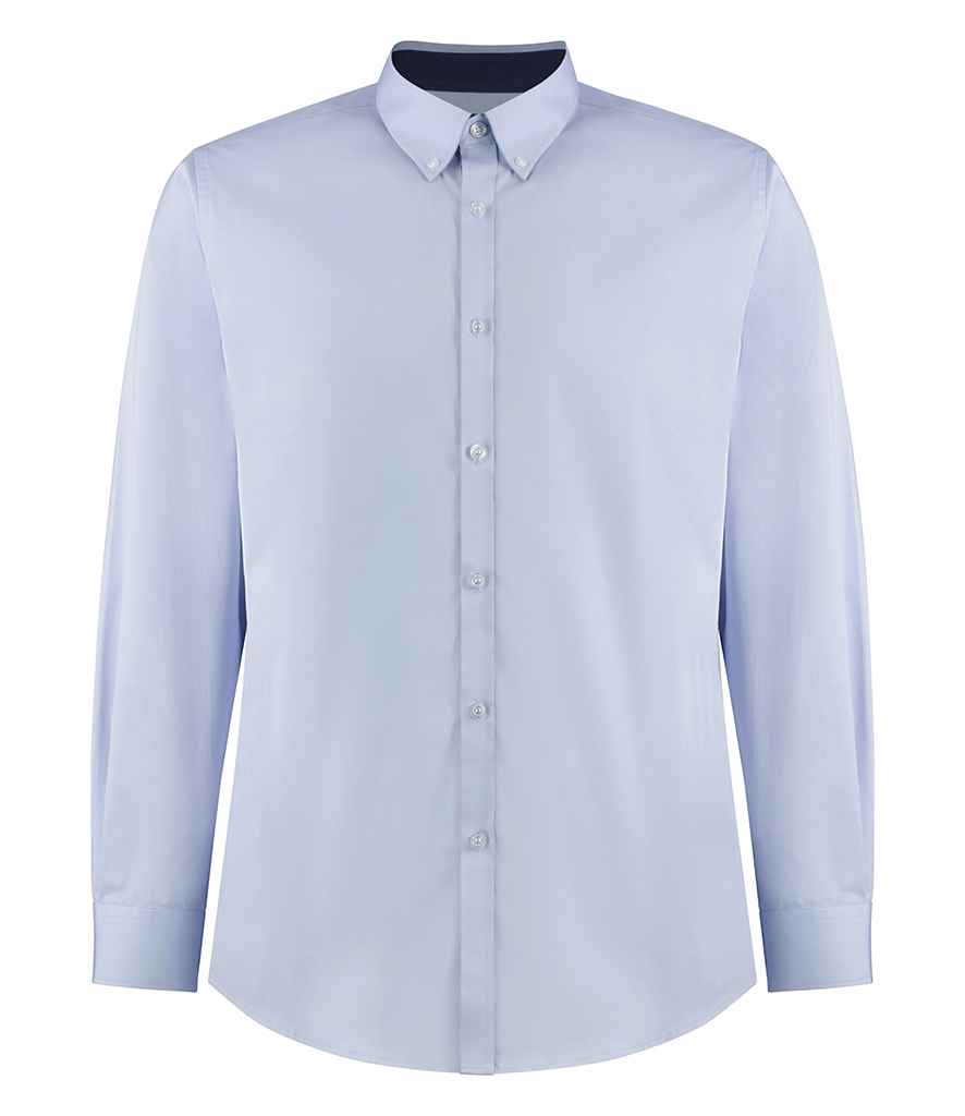 Kustom Kit Premium Long Sleeve Contrast Tailored Oxford Shirt