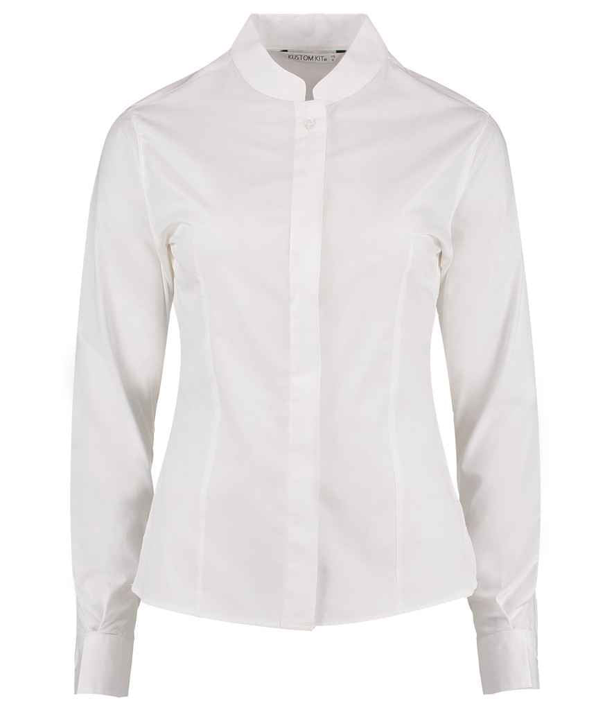 Kustom Kit Ladies Long Sleeve Tailored Mandarin Collar Shirt