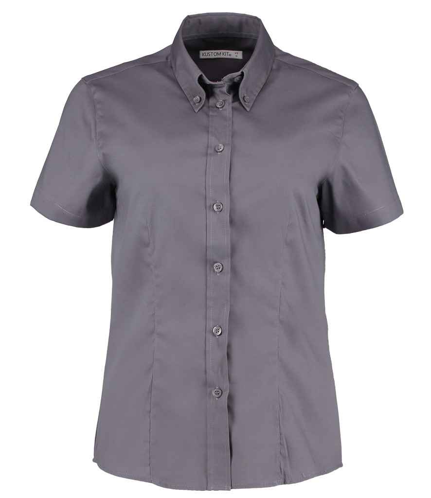 Kustom Kit Ladies Premium Short Sleeve Tailored Oxford Shirt