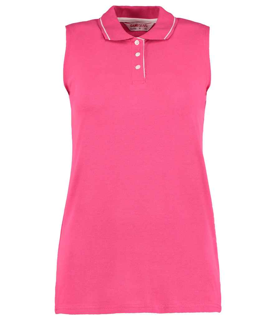 Kustom Kit Ladies Proactive Sleeveless Cotton Piqué Polo Shirt