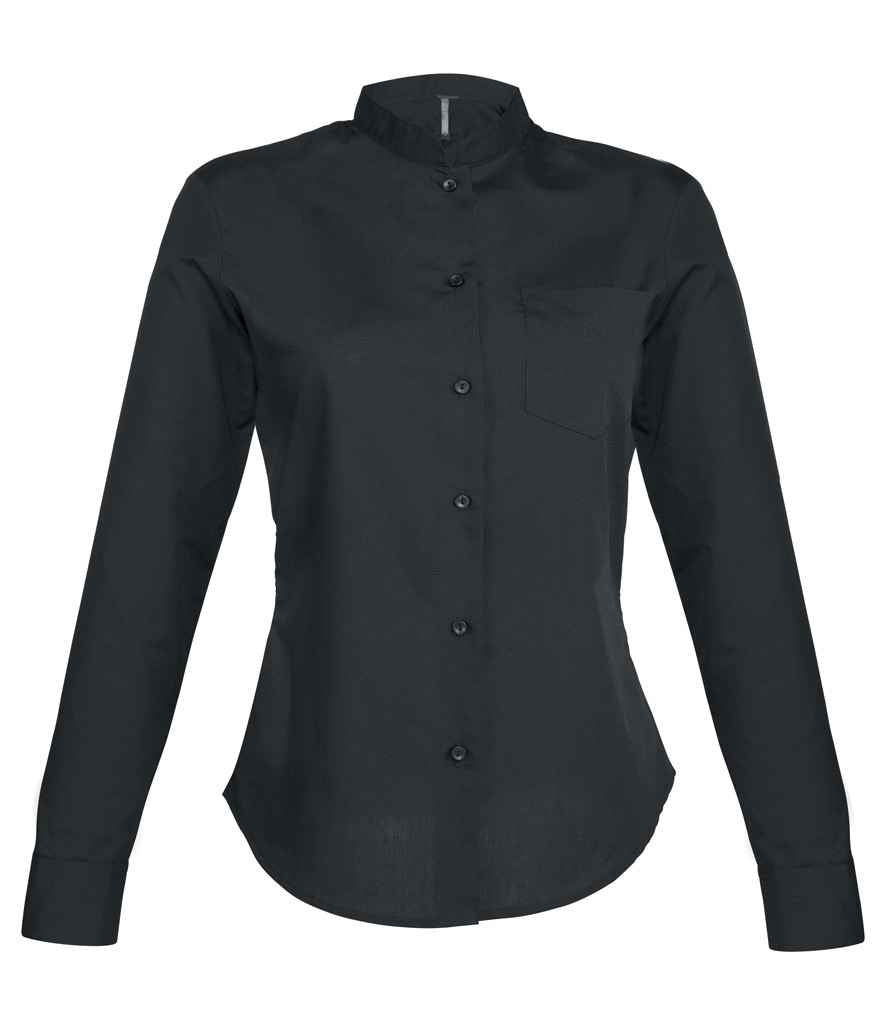 Kariban Ladies Long Sleeve Mandarin Collar Shirt