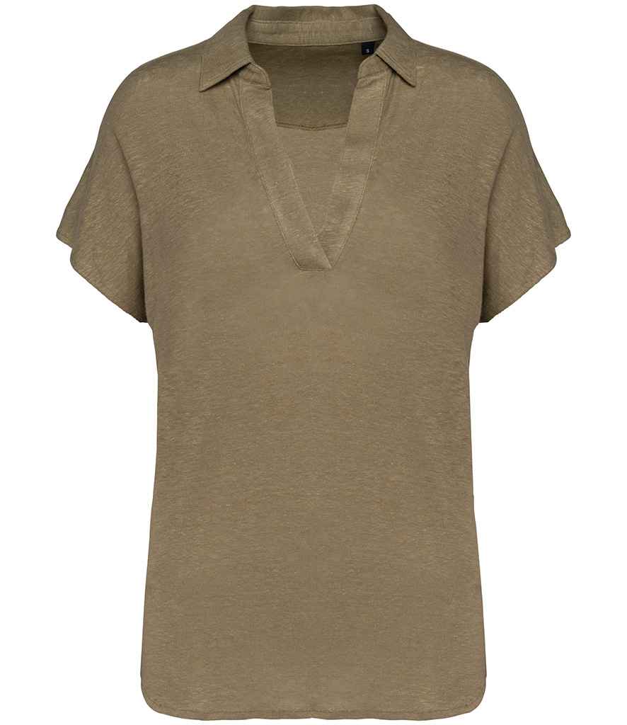 Native Spirit Ladies Linen Polo Shirt