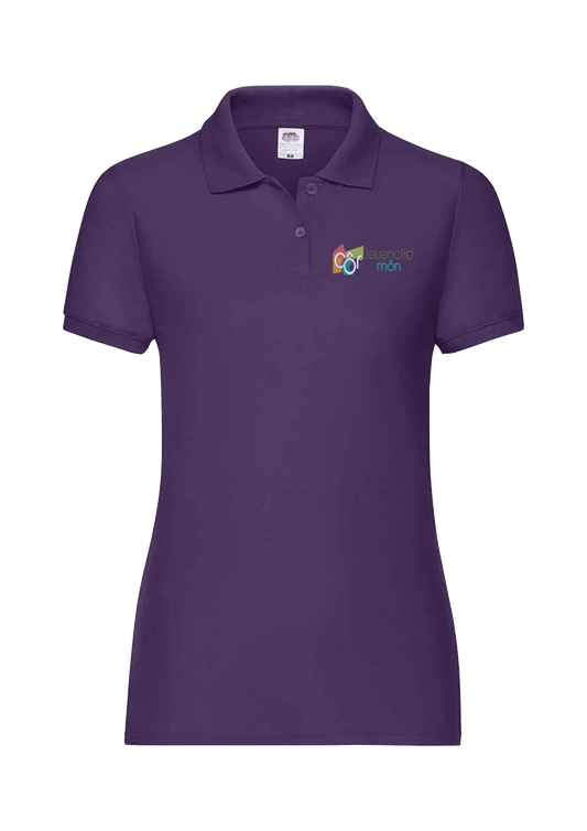 Ladies fit Purple Polo Côr Ieuenctid Môn