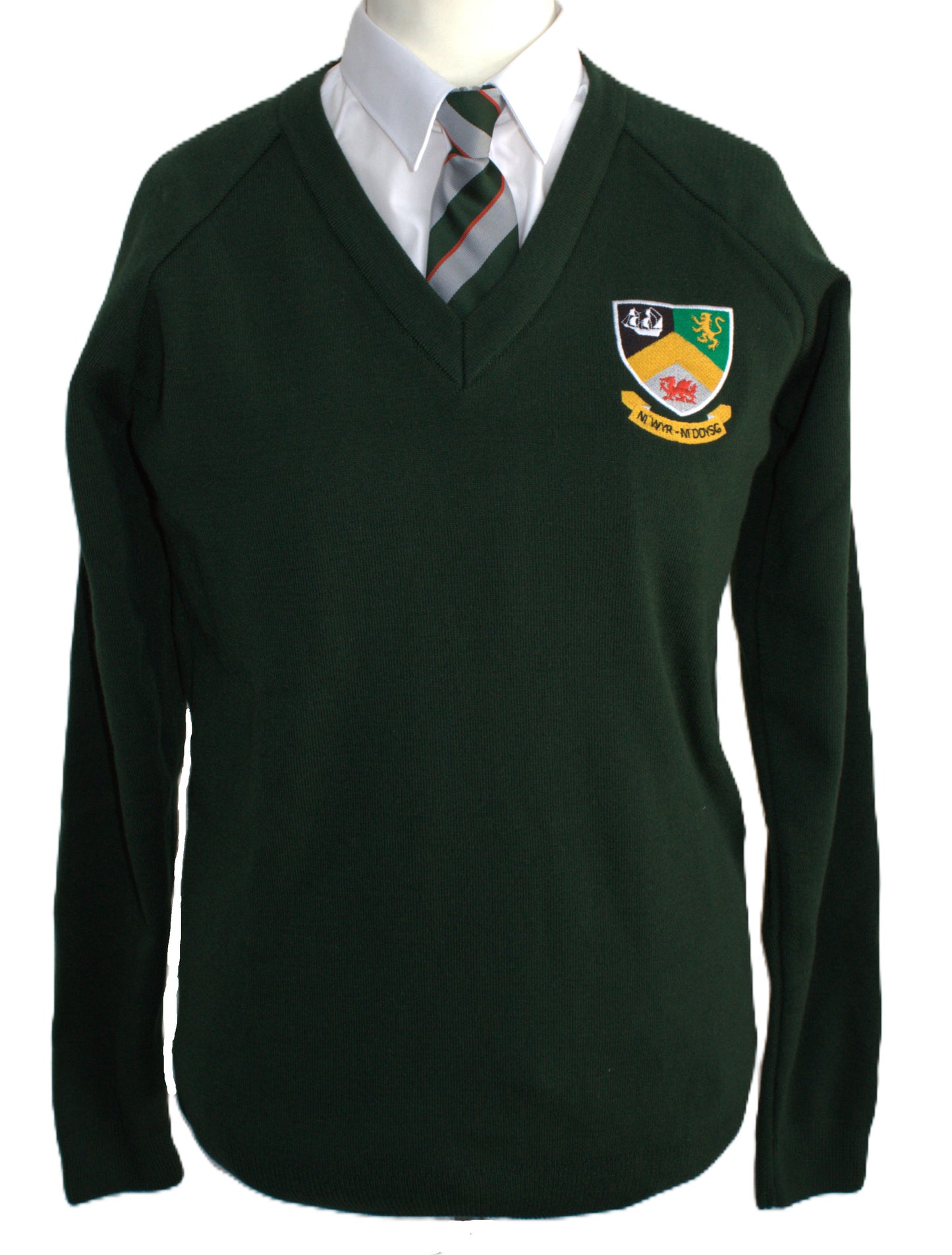 Ysgol Uwchradd Caergybi - Green V Neck Jumper - Years 7-9