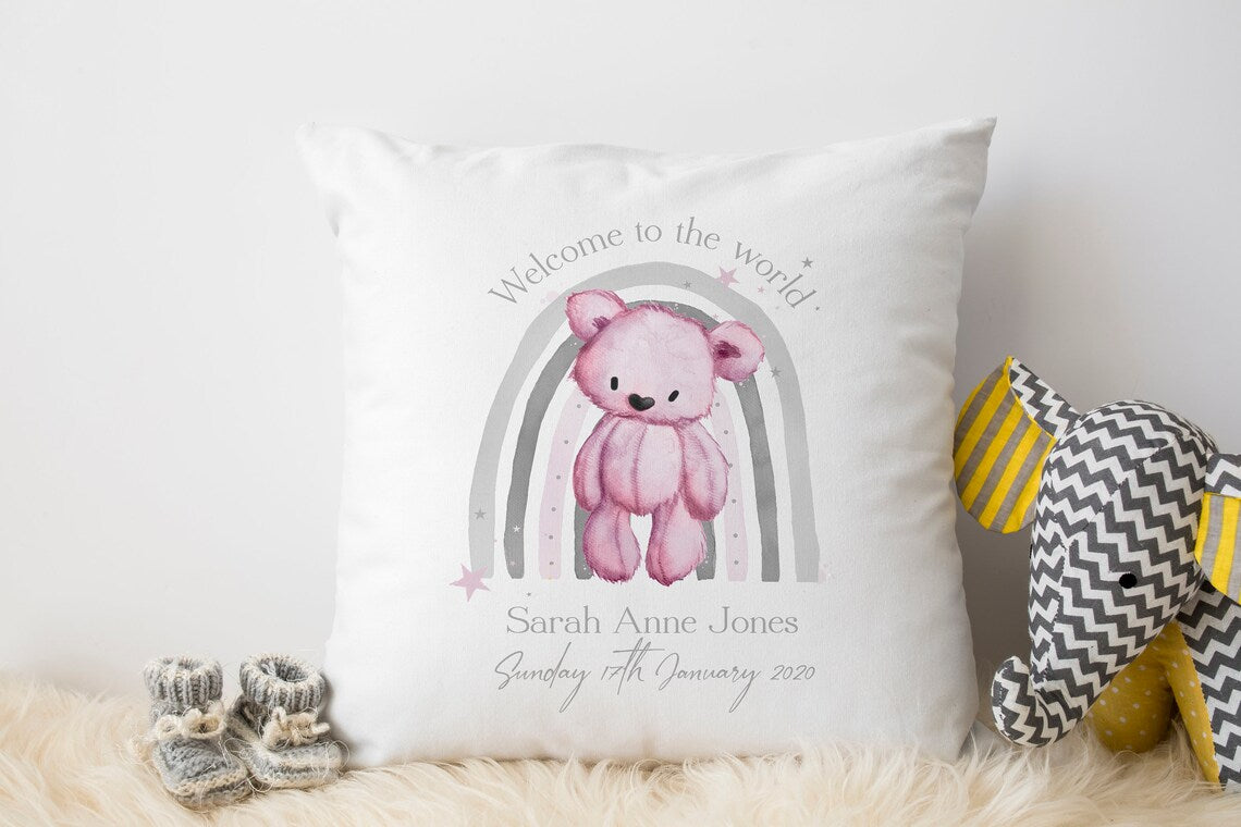 Welcome to the world personalised cushion