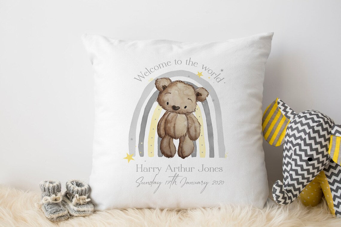 Welcome to the world personalised cushion