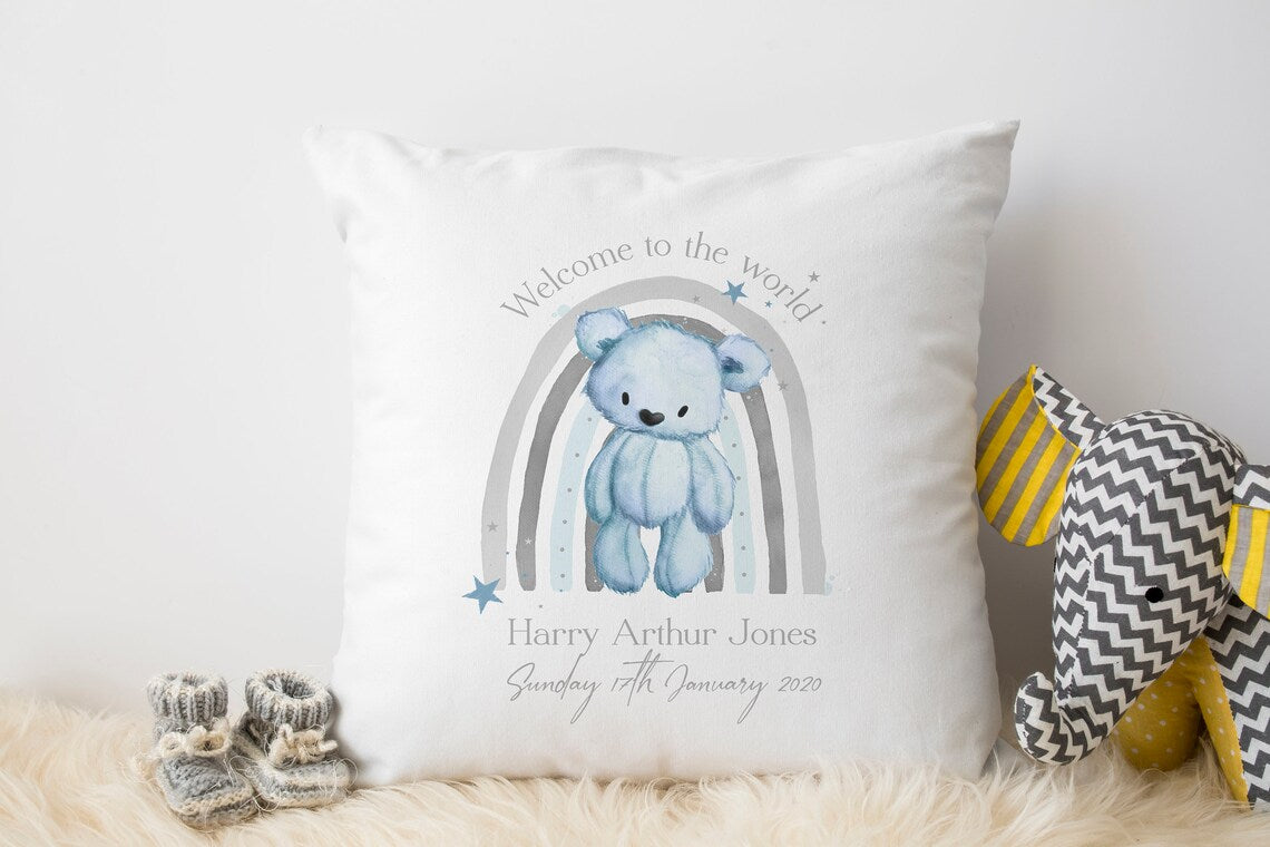 Welcome to the world personalised cushion