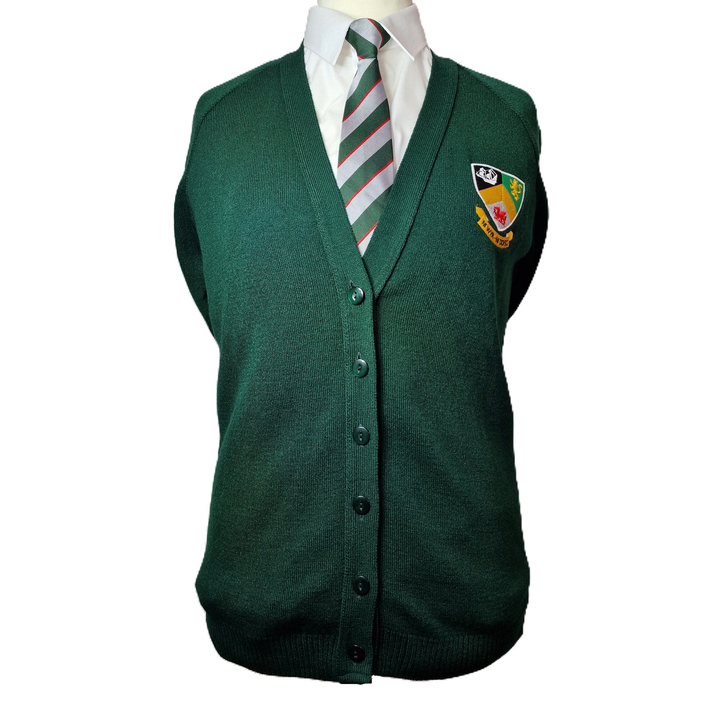 Ysgol Uwchradd Caergybi - Green V Neck Cardigan - Years 7-9