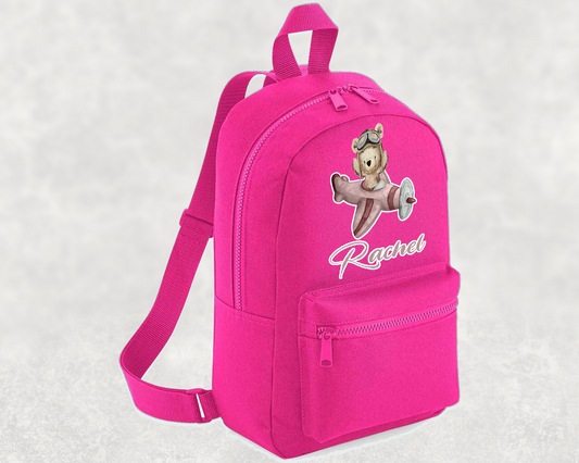 Pink Bear Aeroplane backpack