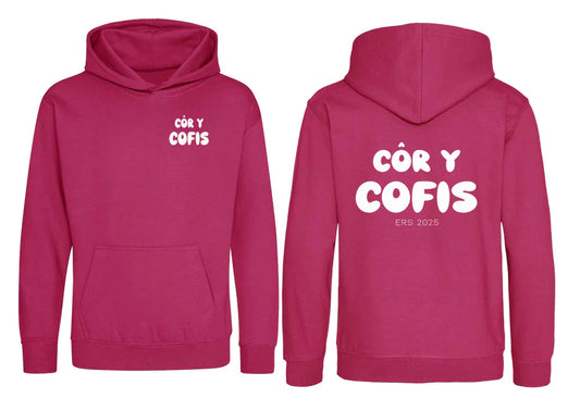Côr y Cofis Hoodie Youth Hot Pink