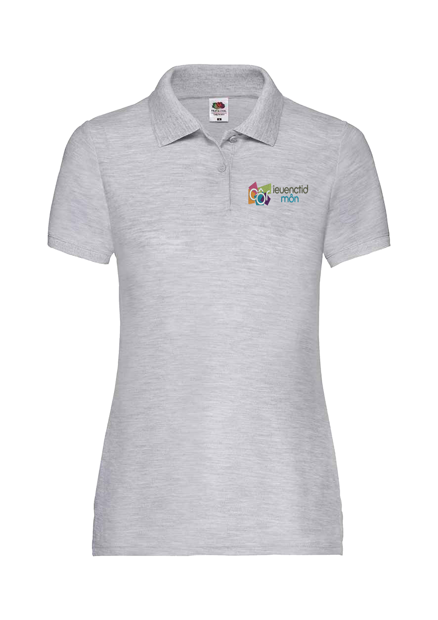 Ladies Fit Grey Polo Côr Ieuenctid Môn