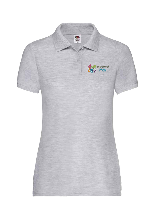 Ladies Fit Grey Polo Côr Ieuenctid Môn